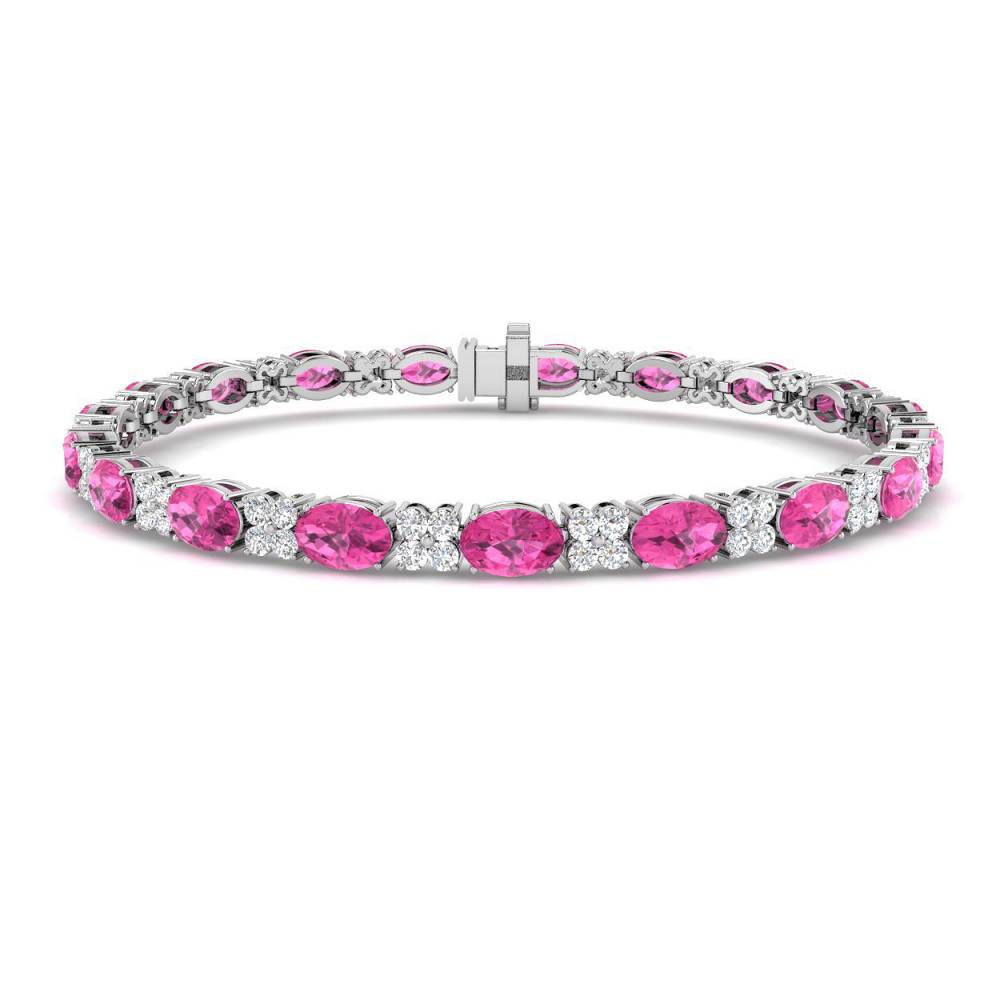 11.90ct VS/EF Oval Pink Sapphire and Round Diamond Set Bracelet W