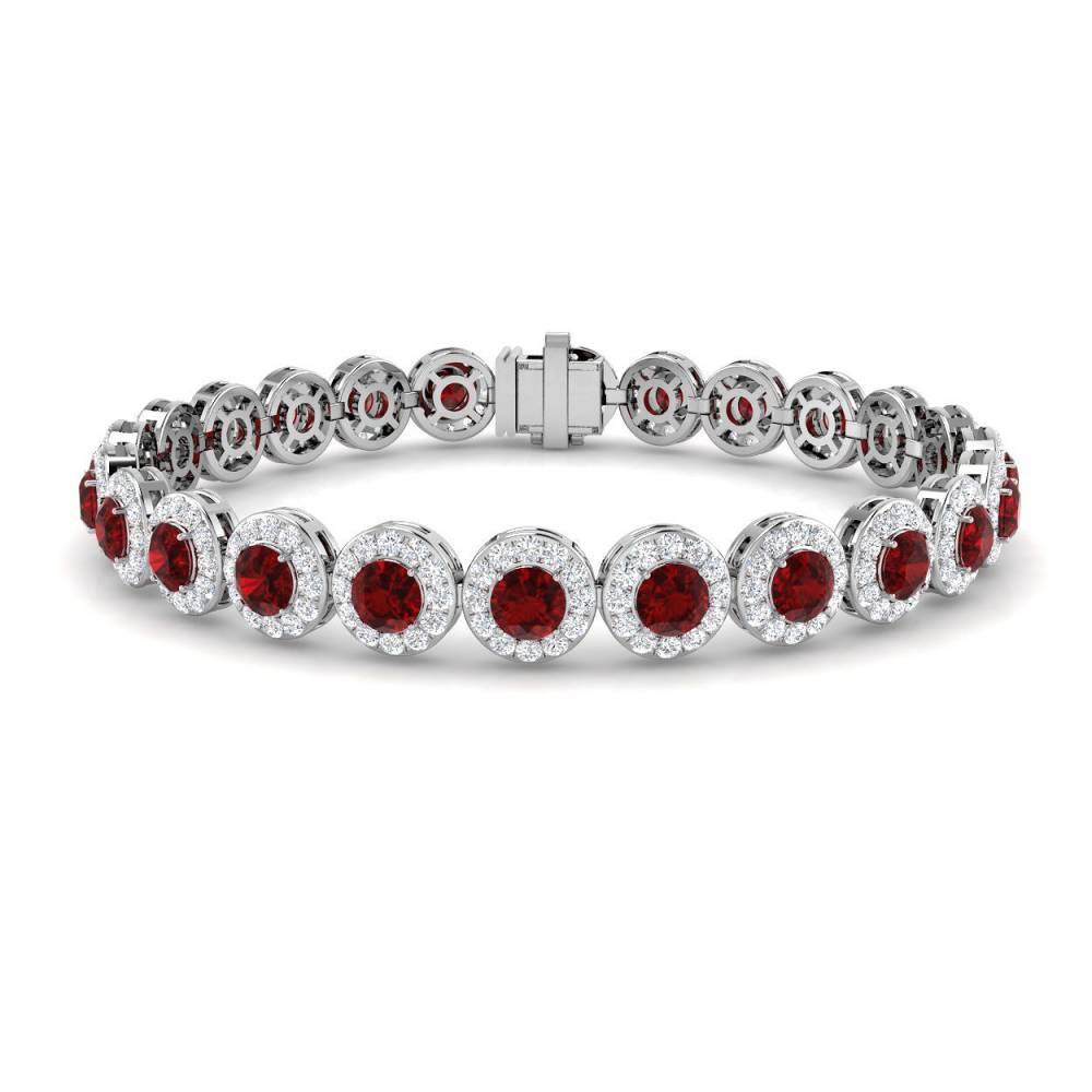 10.85ct VS/EF Round Ruby and Diamond Halo Bracelet W