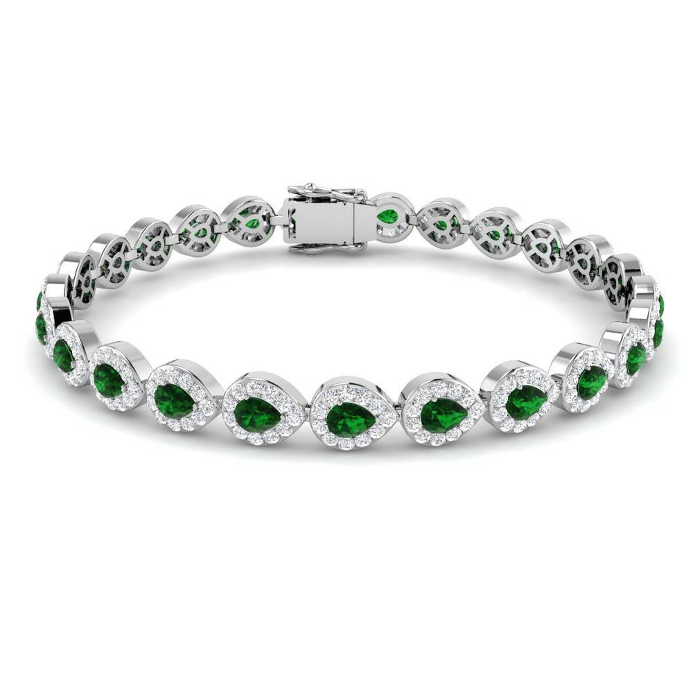 5.75CT VS/EF Pear Cut Emerald and Round Diamond Halo Bracelet Image