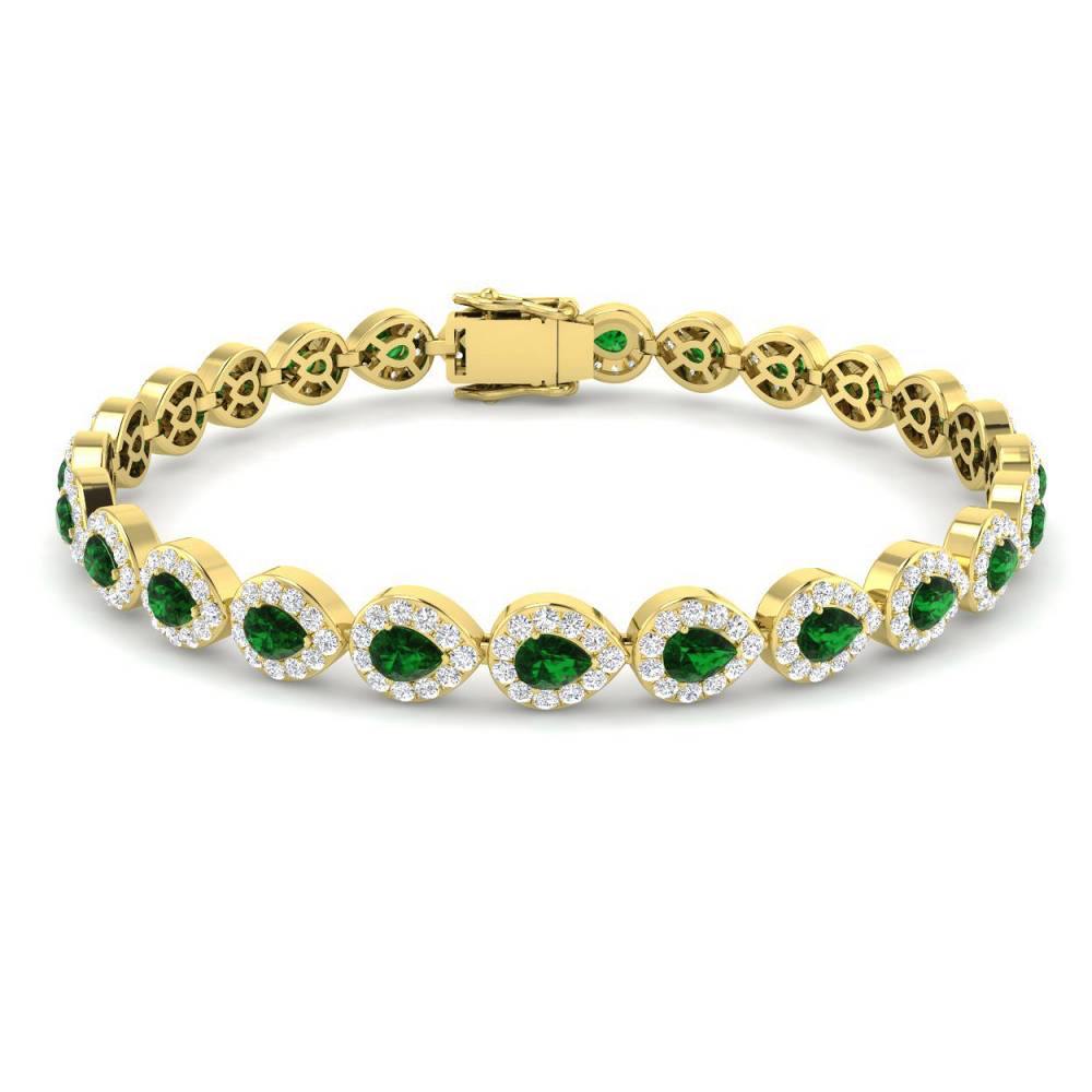 5.75CT VS/EF Pear Cut Emerald and Round Diamond Halo Bracelet Image