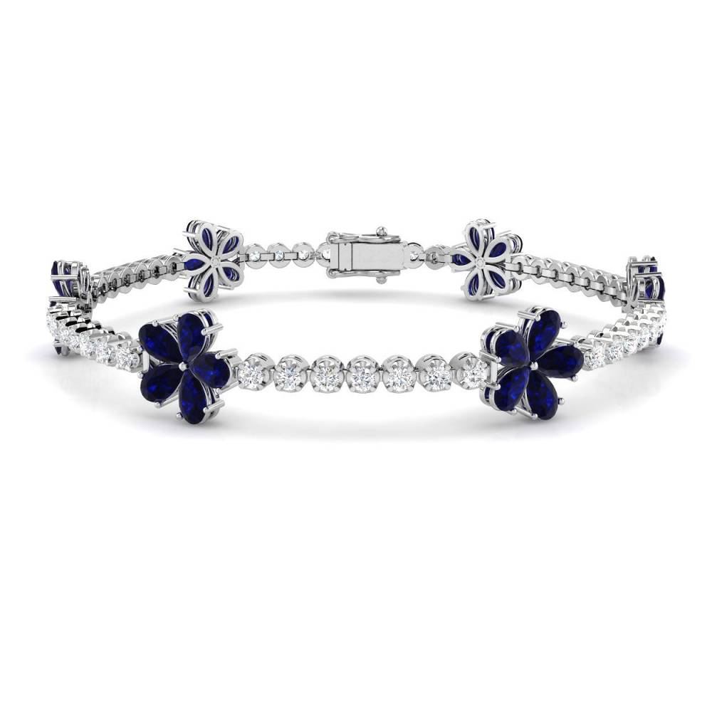 7.80ct VS/EF Pear Blue Sapphore and Round Diamond Designer Bracelet W