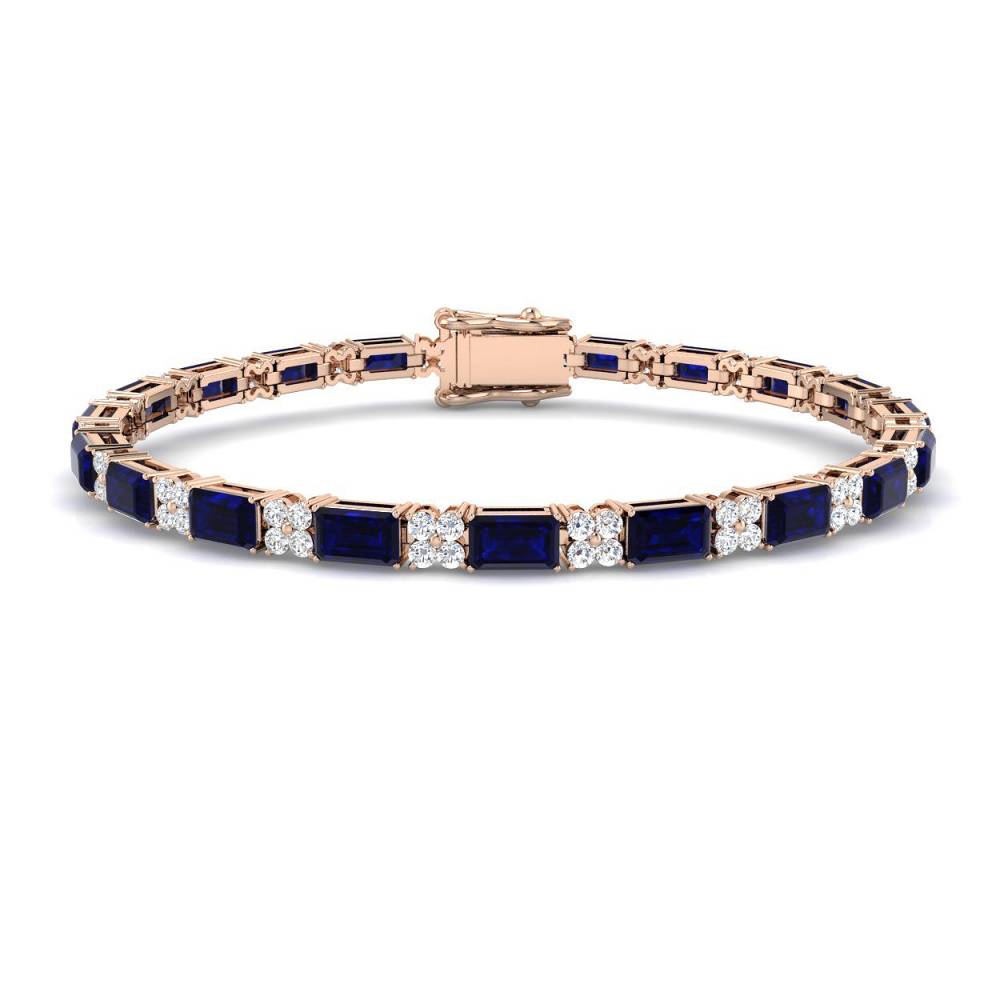 7.70CT VS/EF Emerald Cut Blue Sapphie and Round Diamond Set Bracelet Image