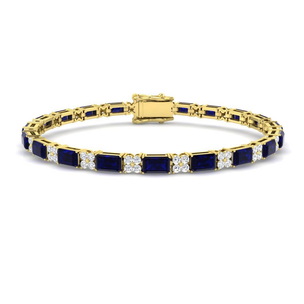7.70CT VS/EF Emerald Cut Blue Sapphie and Round Diamond Set Bracelet Image