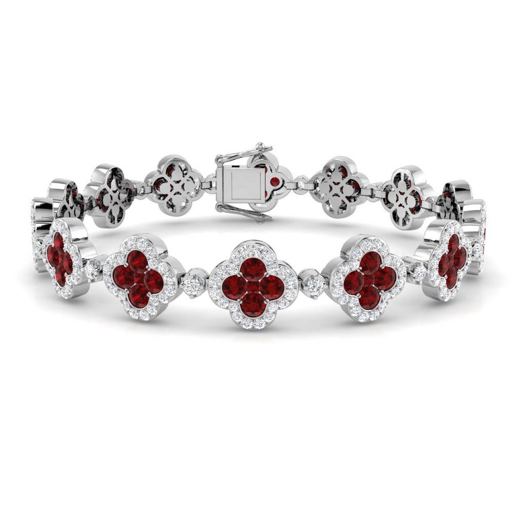 8.60ct VS/EF Round Diamond and Ruby Clover Style Bracelet W