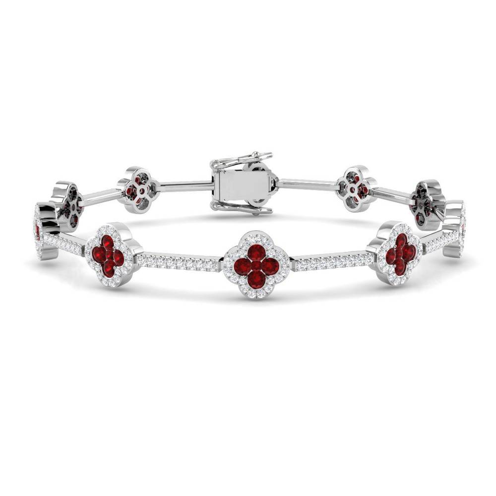 3.45ct VS/EF Round Ruby and Diamond Designer Bracelet W