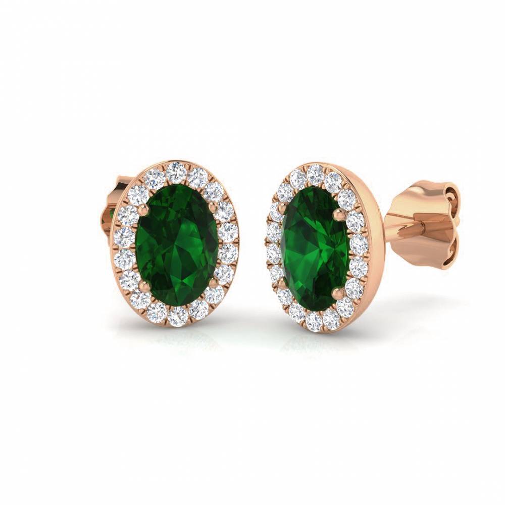 1.15ct EF/VS Emerald & Diamond Gemstone Earrings R