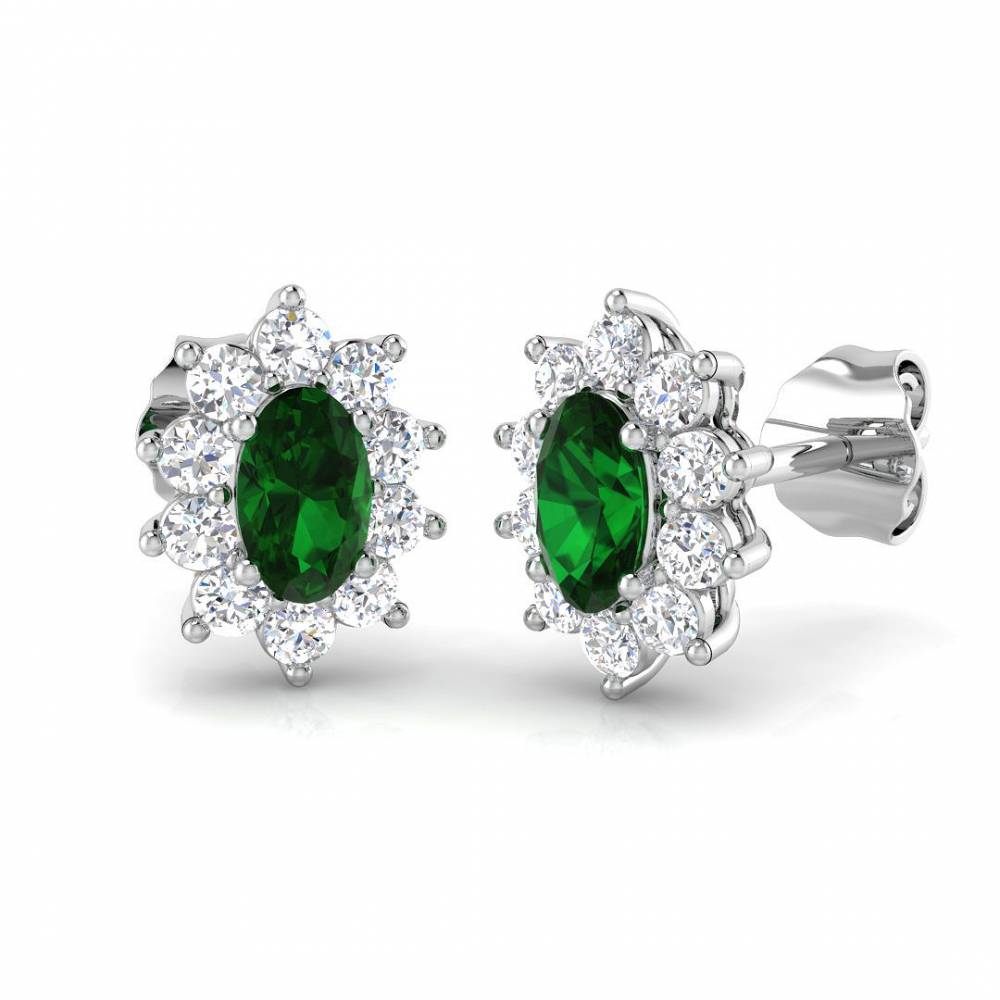 1.00ct EF/VS Emerald & Diamond Gemstone Earrings Image