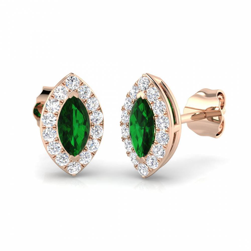 0.70ct EF/VS Emerald & Diamond Gemstone Earrings Image