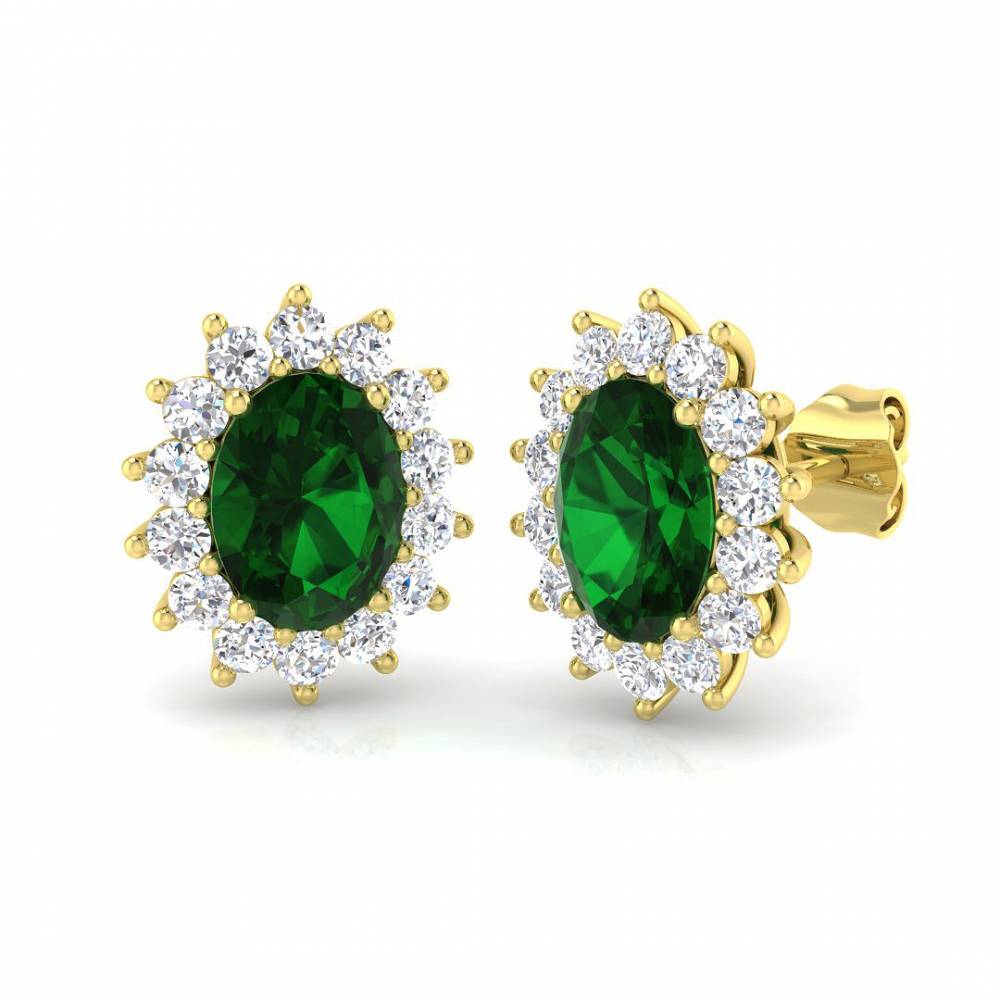 1.25ct EF/VS Emerald & Diamond Gemstone Earrings Image