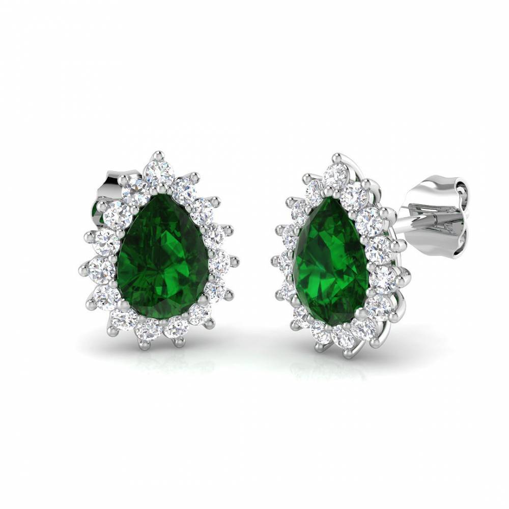 1.85ct EF/VS Emerald & Diamond Gemstone Earrings Image