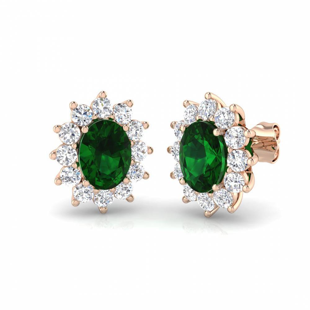 3.00ct EF/VS Emerald & Diamond Gemstone Earrings Image