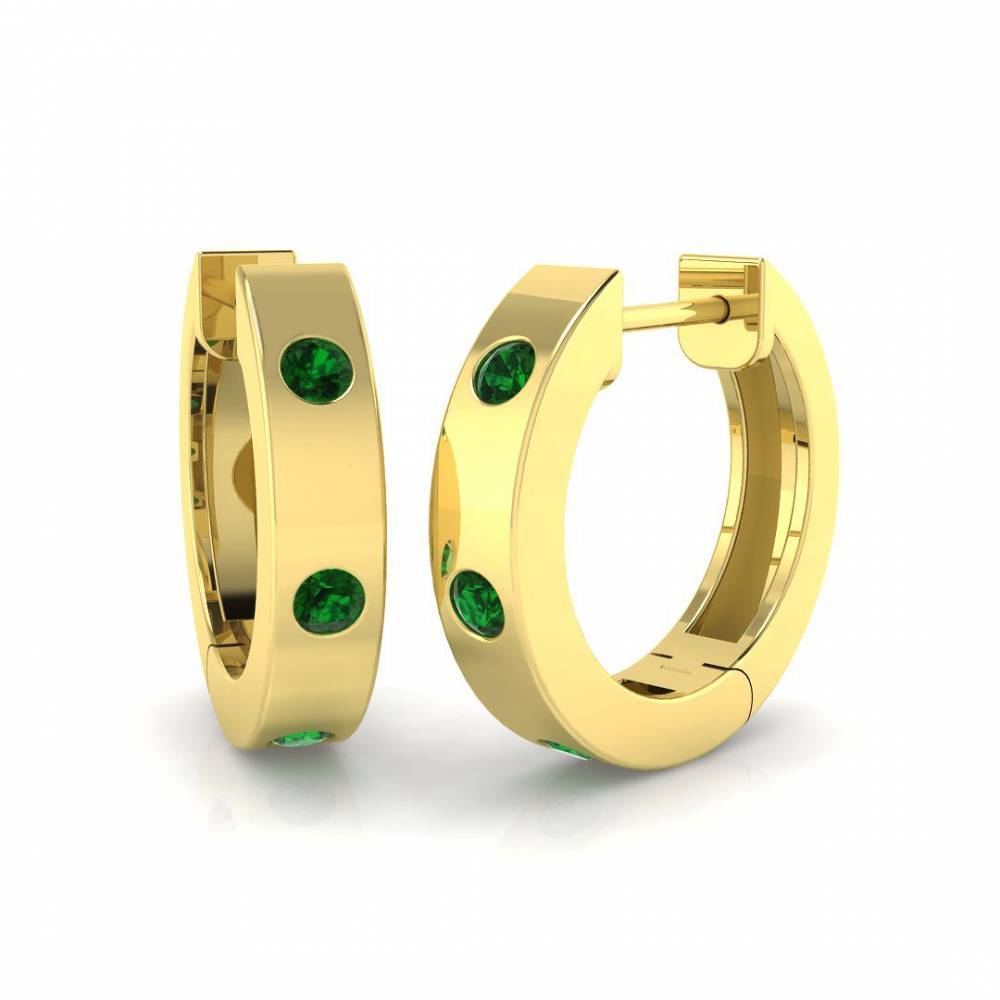 Round Green Sapphire Gemstone Hoop Earrings Image