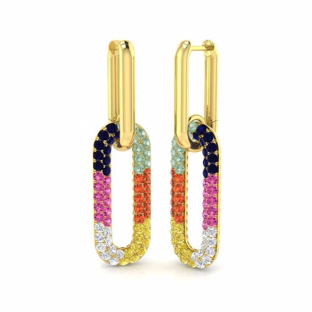 Round Multistone Drop Earrings Y