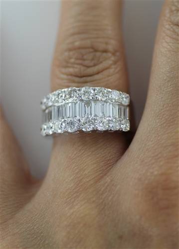 2.20ct Round & Baguette Diamond Multi Row Dress Ring W