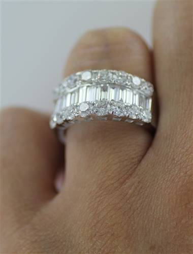 2.20ct Round & Baguette Diamond Multi Row Dress Ring W