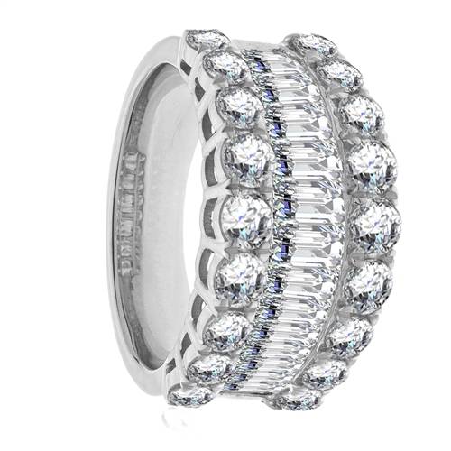 3.00ct Round & Baguette Diamond Multi Row Dress Ring W