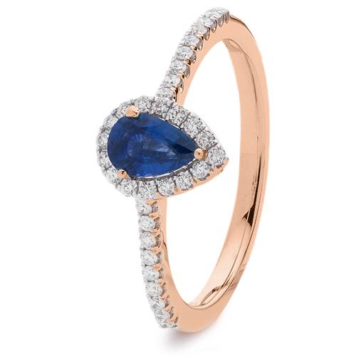0.70ct Blue Sapphire & Diamond Cluster Ring Image