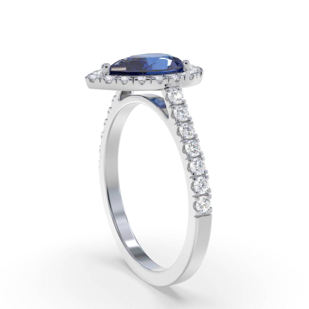 0.70ct Blue Sapphire & Diamond Cluster Ring W