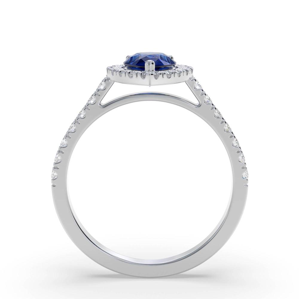 0.70ct Blue Sapphire & Diamond Cluster Ring W