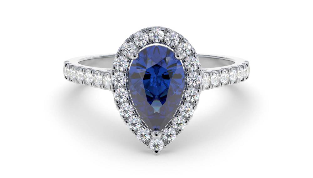 0.70ct Blue Sapphire & Diamond Cluster Ring W