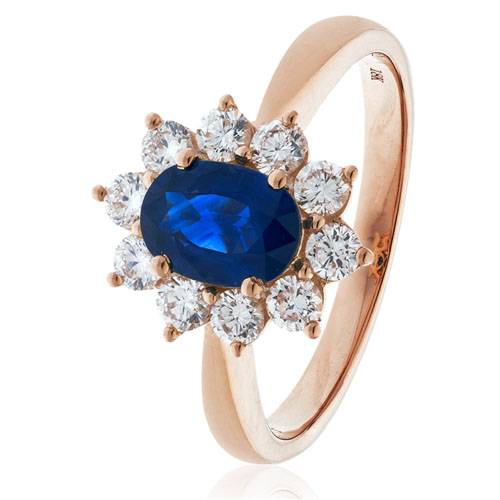 3.30ct Blue Sapphire & Diamond Halo Engagement Ring Image