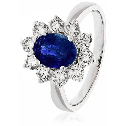 3.30ct Blue Sapphire & Diamond Halo Engagement Ring Image