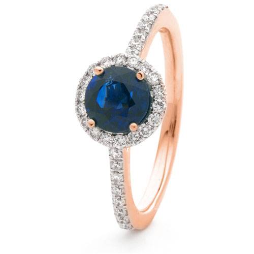 1.30ct Blue Sapphire & Diamond Halo Ring Image