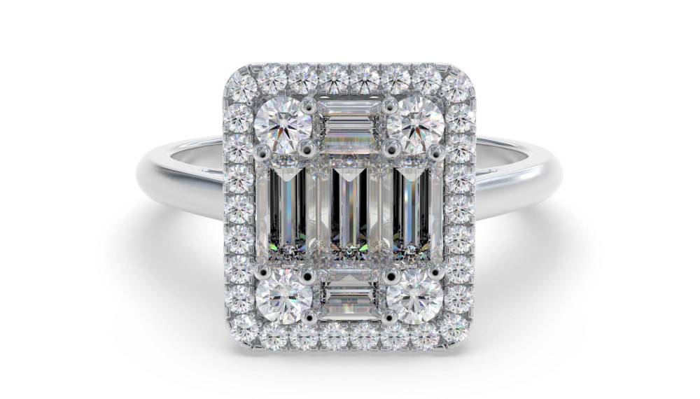 1.00ct Round Diamond Cluster Ring W