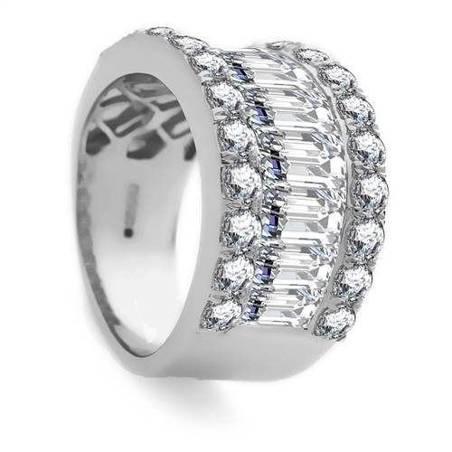 4.00ct Round & Baguette Diamond Mulit Row Dress Ring W