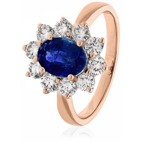 3.50ct Blue Sapphire & Diamond Halo Engagement Ring Image