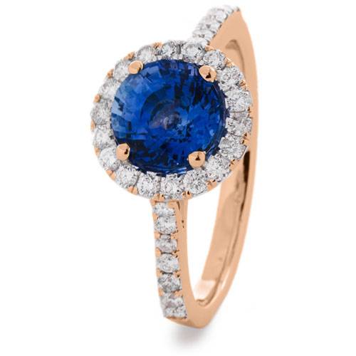 2.70ct Round Blue Sapphire & Diamond Cluster Ring Image