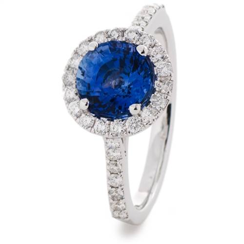 2.70ct Round Blue Sapphire & Diamond Cluster Ring Image