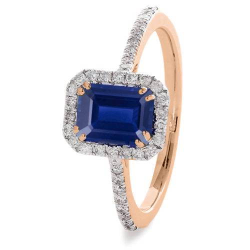 1.60ct Emerald Blue Sapphire & Diamond Ring Image