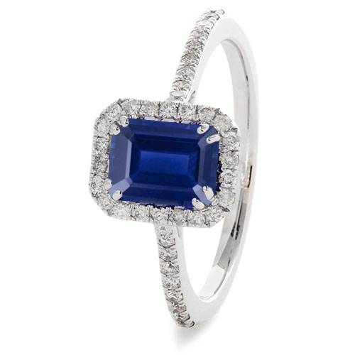 1.60ct Emerald Blue Sapphire & Diamond Ring Image