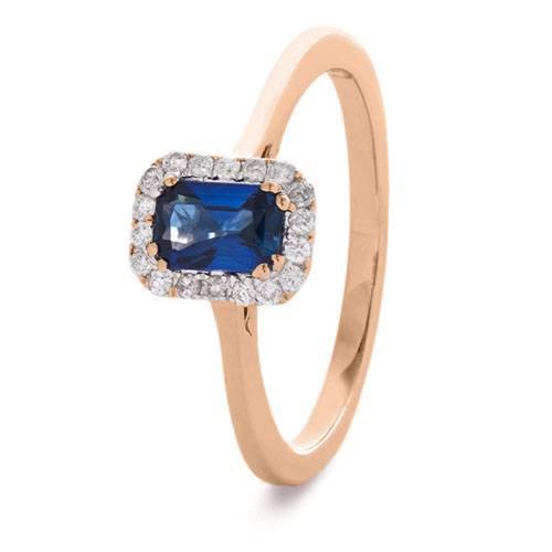 0.80ct Emerald Blue Sapphire & Diamond Ring Image