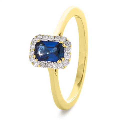 0.80ct Emerald Blue Sapphire & Diamond Ring Image