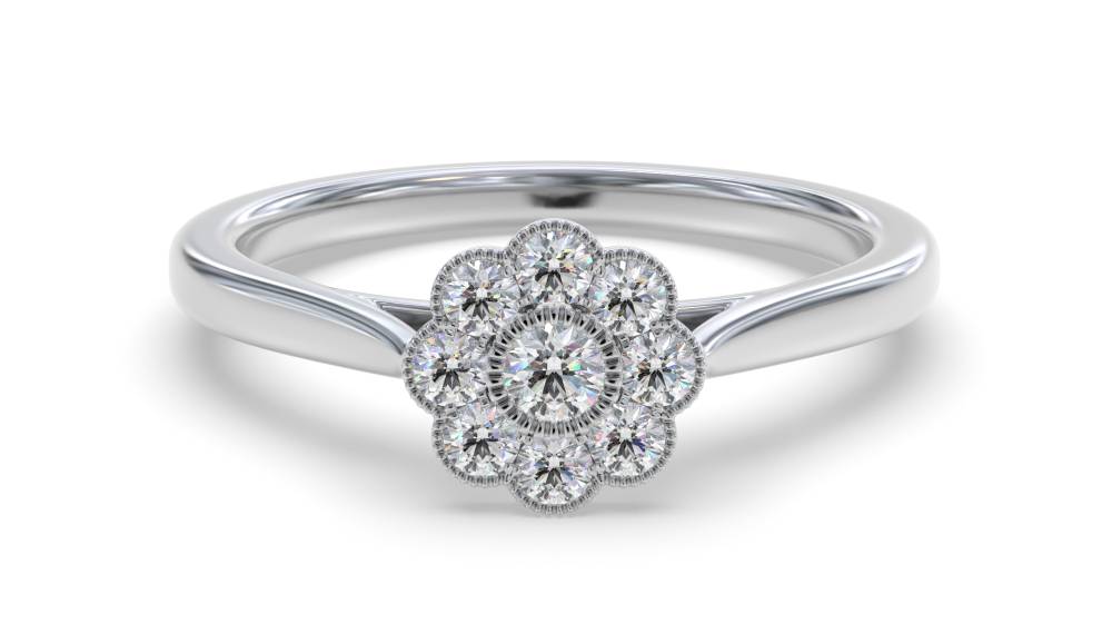 0.25ct Elegant Round Diamond Cluster Ring W