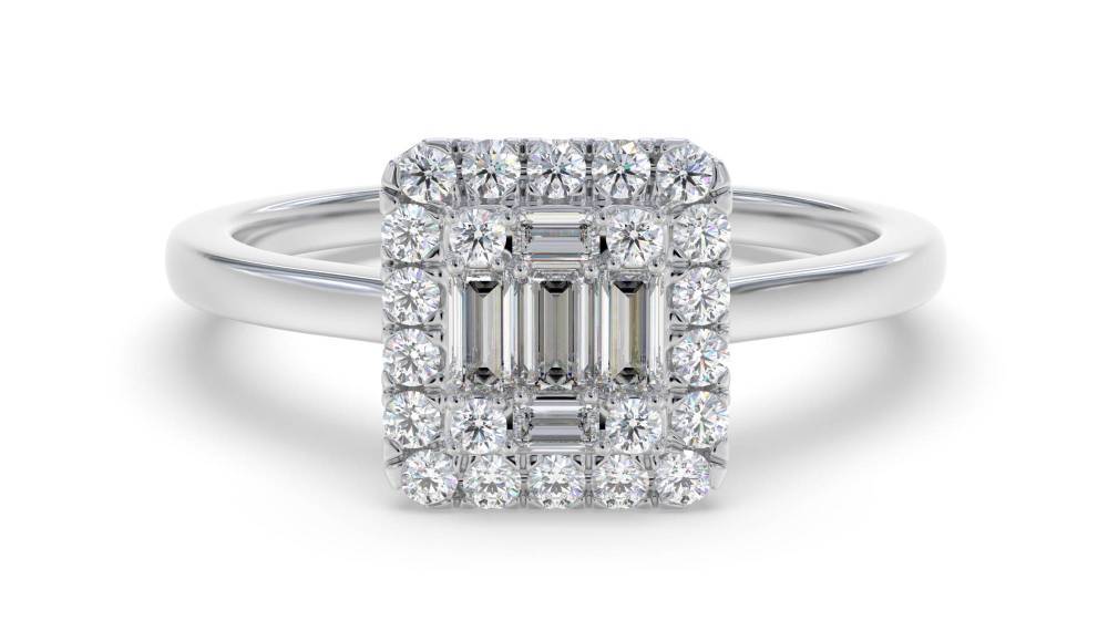 0.25ct Elegant Round Diamond Cluster Ring W