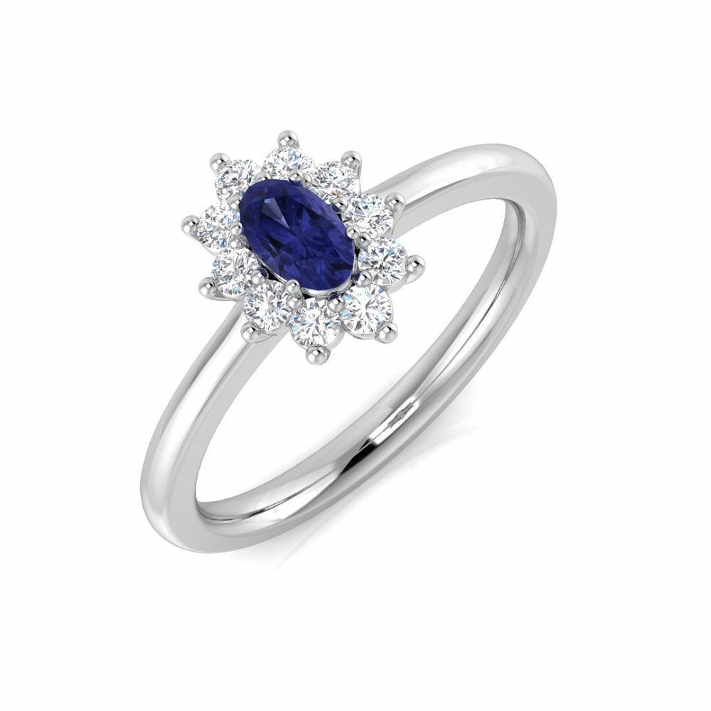 0.45ct VS/EF Oval Tanzanite and Round Diamond Halo Ring W