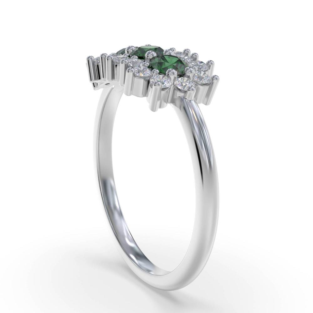 Round Emerald Gemstore and Round Diamond Dress Ring W