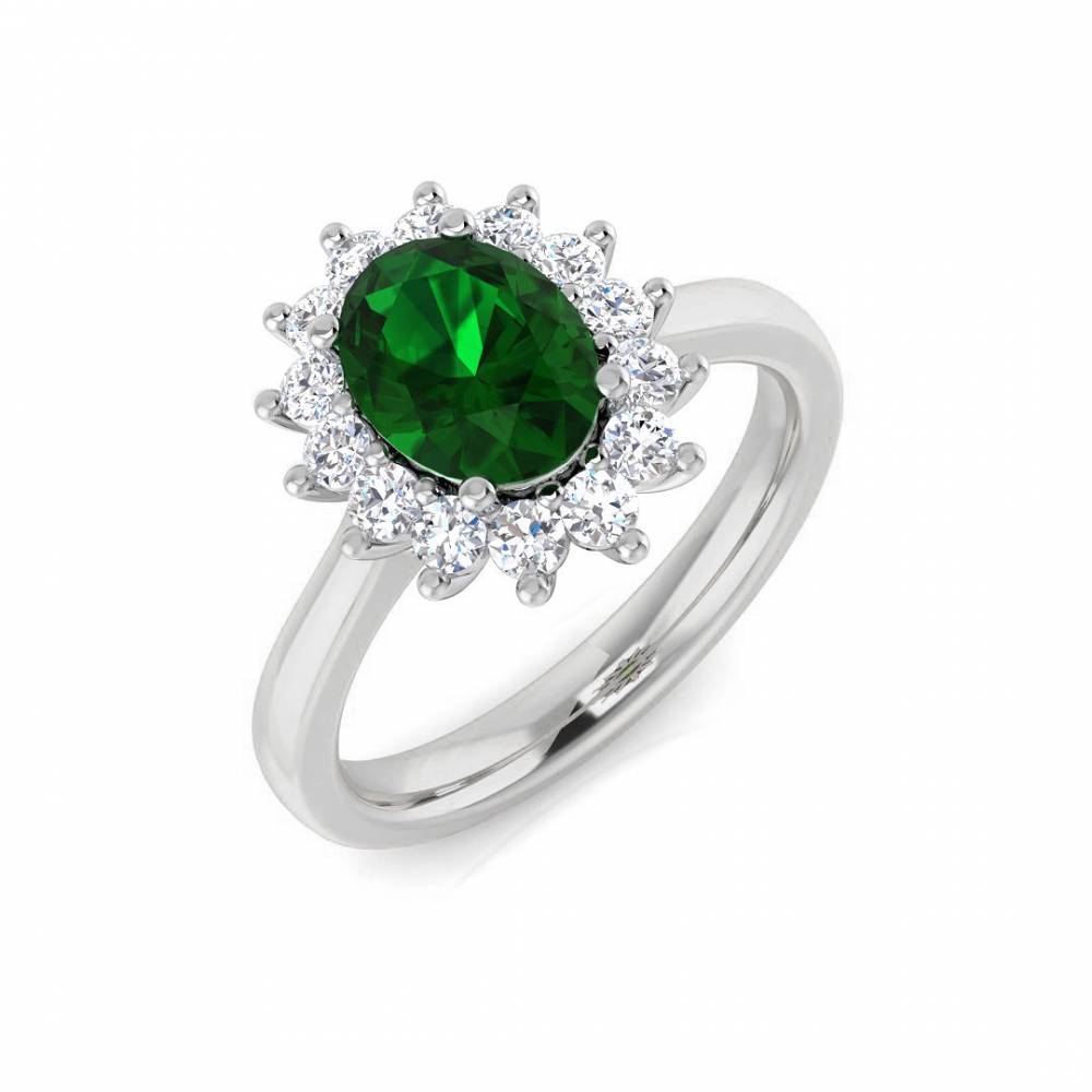 1.60ct EF/VS Emerald and Diamond Halo Ring W