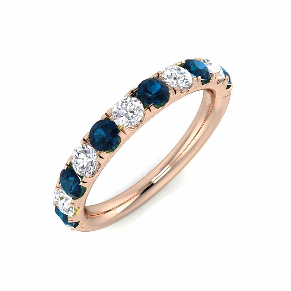 Blue Topaz Round and Diamond Half Eternity Ring Image