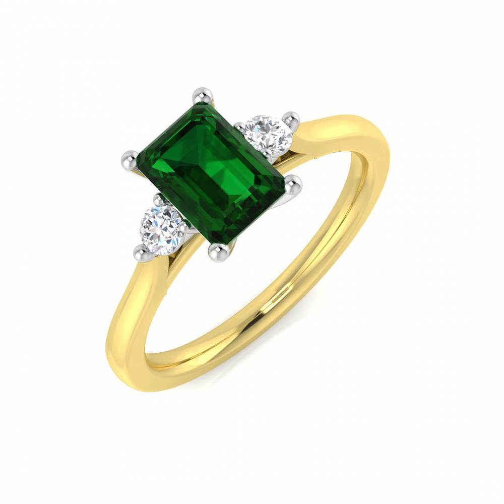 1.05ct EF/VS Trilogy Emerald & Diamond Gemstone Ring Image