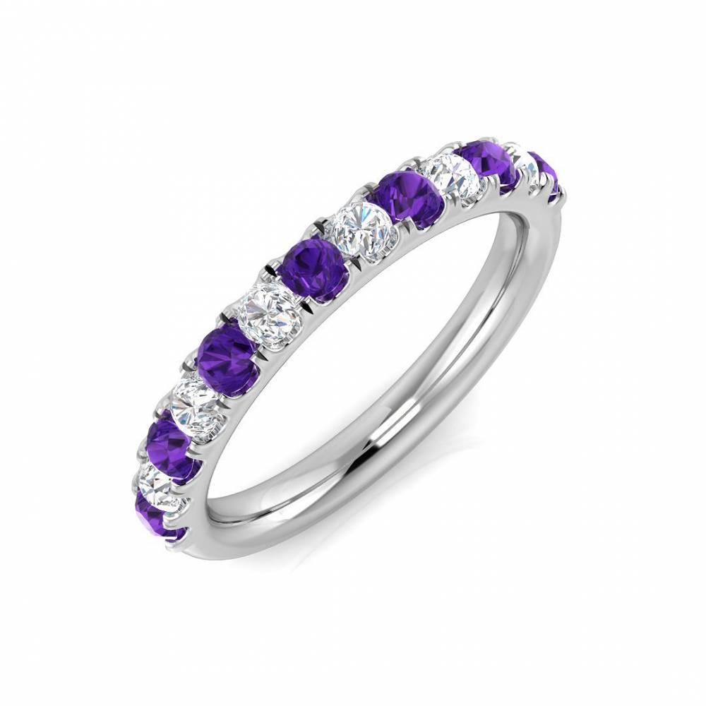 0.50ct Round Amethyst and Round diamond Half Eternity Ring W