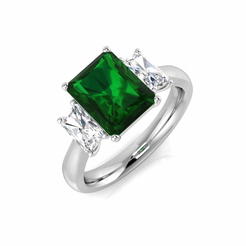 3.15ct EF/VS Trilogy Emerald & Diamond Gemstone Ring W