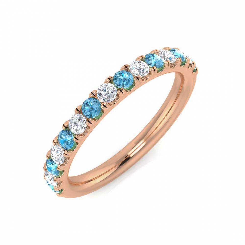 Blue Topaz Round and Diamond Set Half Eternity Ring Image