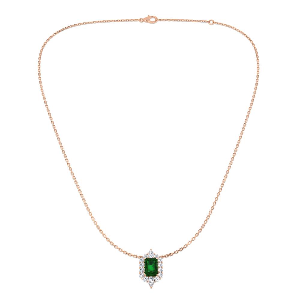 1.40ct EF/VS Emerald Gemstone and Diamond Designer Necklace R