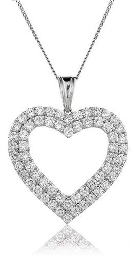 Classic Round Diamond Heart Pendant W