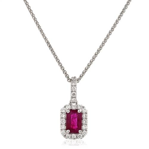 Ruby & Diamond Halo Pendant W