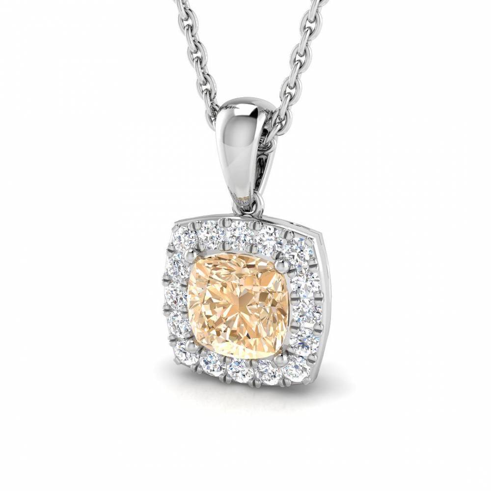 0.85ct EF/VS Morganite and Diamond Gemstone Pendant W